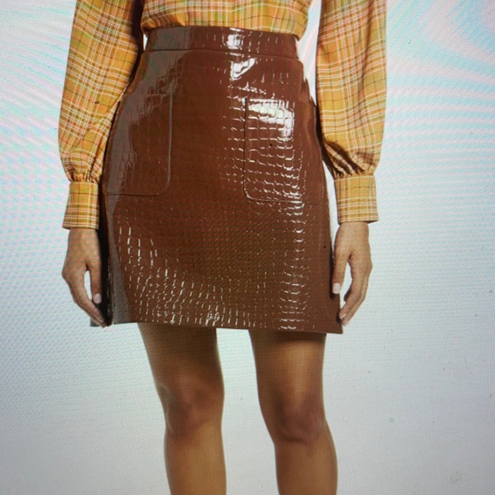Croc embossed faux leather miniskirt